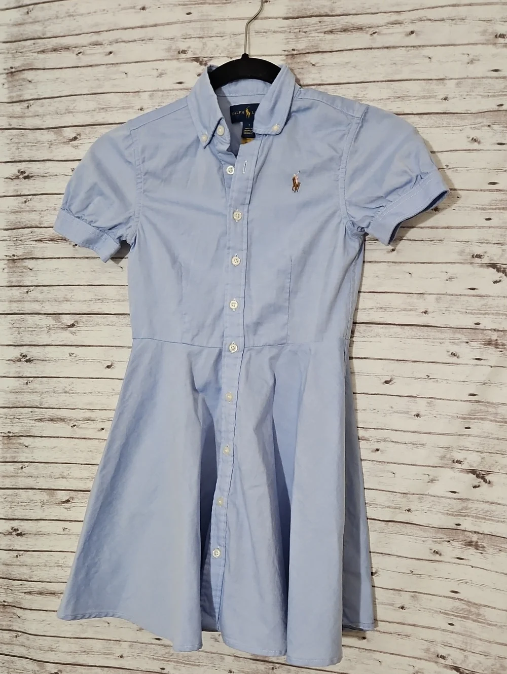 Ralph Lauren Light Blue Button-Front Fit-and-Flare Mini Dress
